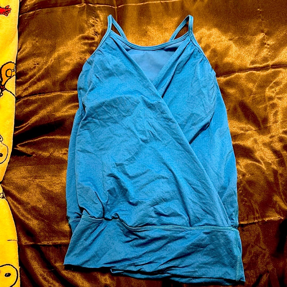 Yoga Smoga Royal Blue Yoga Top with built in shelf bra- Size 4